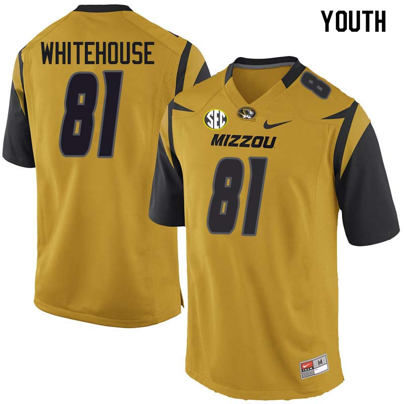 Youth #81 Harley Whitehouse Missouri Tigers College Football Jerseys Sale-Yellow